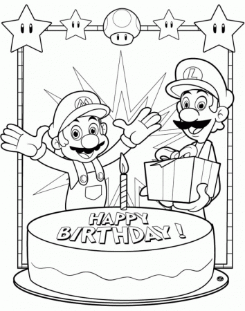 Download Cake Super Mario Happy Birthday Coloring Page Or Print 