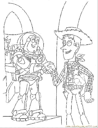 Coloring Pages Buzz Lightyear Shakes Hand With Sheriff Woody 