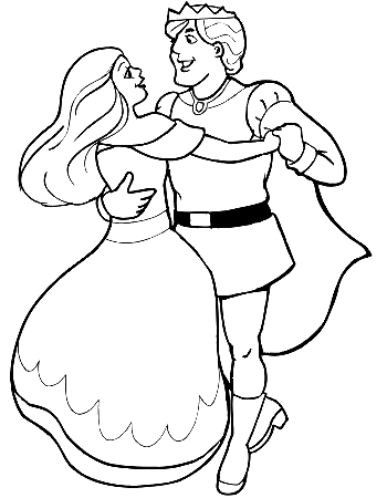 Cinderella Coloring Page | Cinderella Dancing With Prince