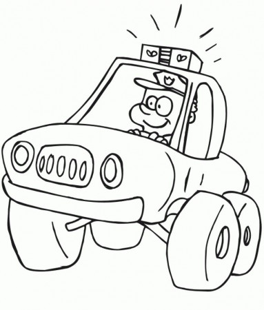 Police Car In Jumping Off A Person Coloring Page - Kids Colouring 