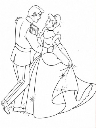 Free Coloring Pages Cinderella And Prince Charming | Laptopezine.