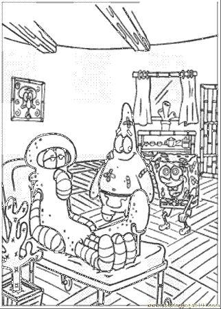 Coloring Pages Squidward Is Sick (Cartoons > SpongeBob) - free 