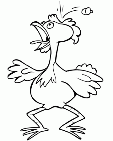 Chicken Coloring Page | An Acorn Hitting Chicken Little's Head