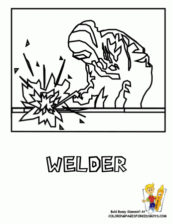Free Printable Construction Coloring Printable for kids of Welder 
