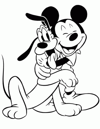 Mickey Mouse Hugging Pluto Dog Coloring Page Free Printable Mickey 