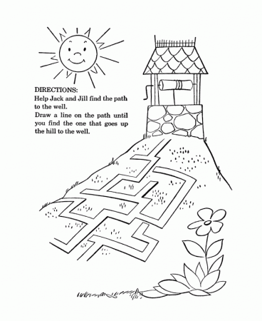 BlueBonkers - Nursery Rhymes Coloring Page Sheets - Jack and Jill 