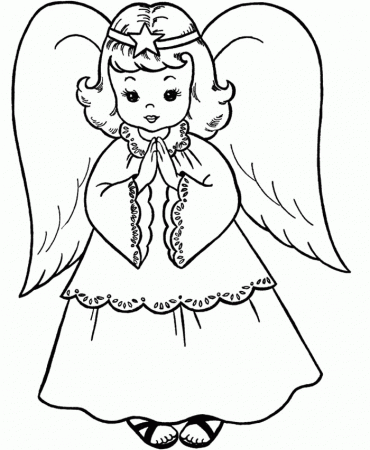 Christmas Angel Holding A Small Grass Coloring For Kids 