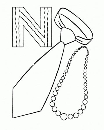 N Is For Necklaces And Neckwear Coloring Pages - Activity Coloring 