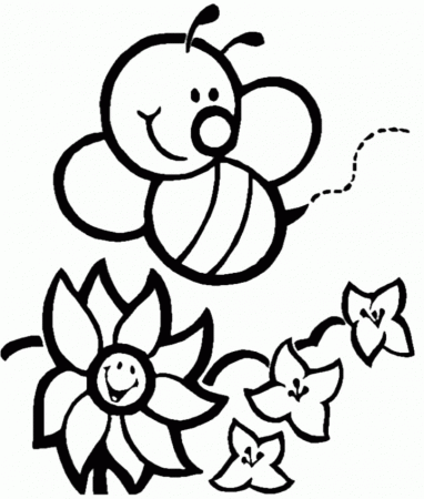Bee-And-Flower-Smile-Coloring- 