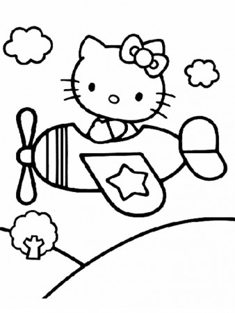 Hello Kitty In Helicopter Coloring Page For Kids | Disney Cartoons 