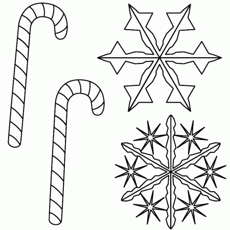 Candy Canes with Snowflakes - Coloring Page (
