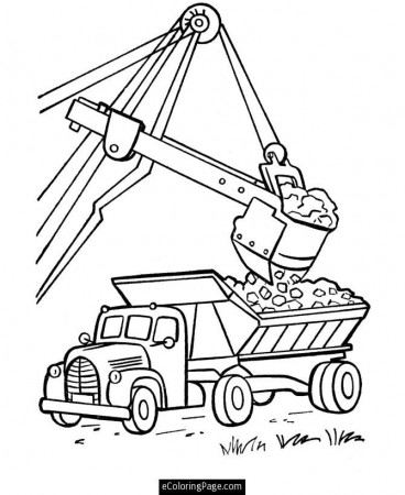 excavator and dump truck coloring page printable