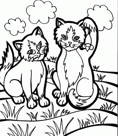 Two Hello Kitty Little Play In The Garden Coloring Page |Hello 