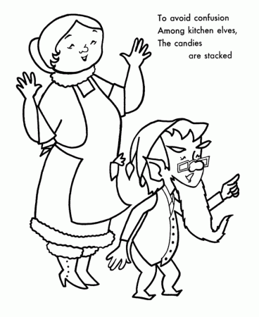 Santa's Helpers Coloring Pages - Head Elf in the kitchen Coloring 
