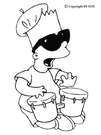 BART coloring pages - Bart and the music