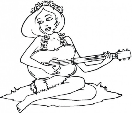 Guitar Printable Coloring Page For Kids Musical Instruments 194662 