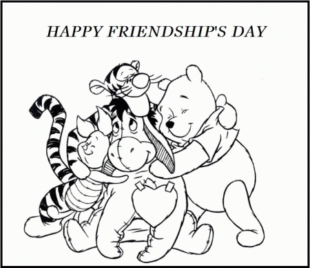 Happy Friendship's Day Winnie The Pooh And Friends Coloring Pages 