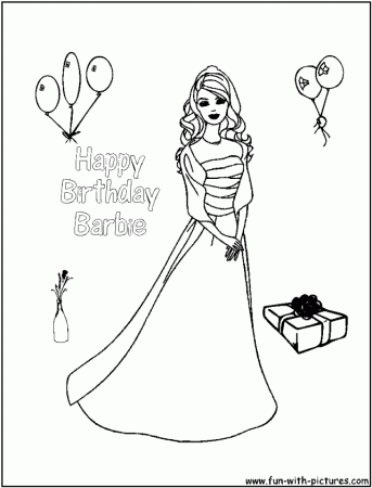 Happy Birthday Barbie Coloring Page Free Coloring Page 220440 