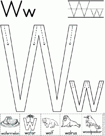 Alphabet Letter W Worksheet | Standard Block Font | Preschool 