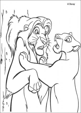 The Lion King coloring pages - Mufasa fighting a duel with Scar