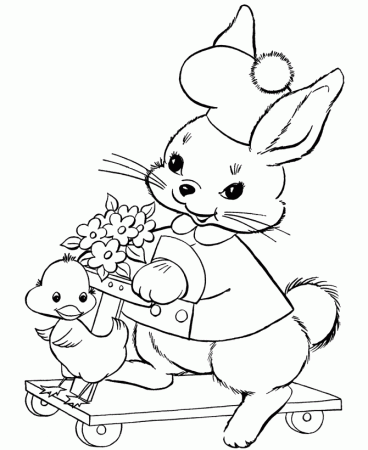 Easter Bunny Coloring Pages | BlueBonkers - Scooter Bunny 