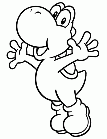 Yoshi Jumping Coloring Page | Free Printable Coloring Pages