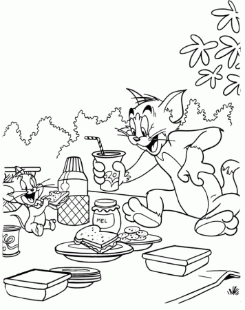Tom and Jerry Picnic Coloring Page | Kids Coloring Page
