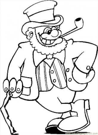 Coloring Pages Leprechaun With Cane 2 (Holidays > St. Patrick's 