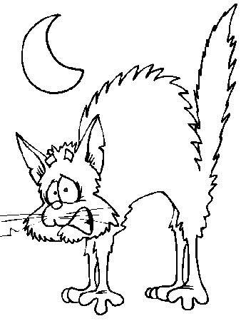 Fear cat Halloween coloring pages | coloring pages to print 