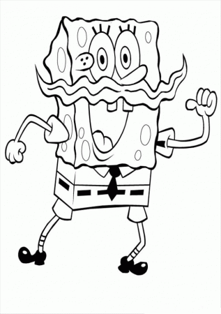 Spongebob With Mustache Coloring Page To Print: Spongebob With 