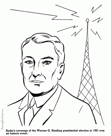 Warren Harding Coloring Page - American history for kid 094