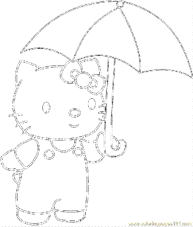 Coloring Page Hellokitty With Umbrella Cartoons Hello Kitty