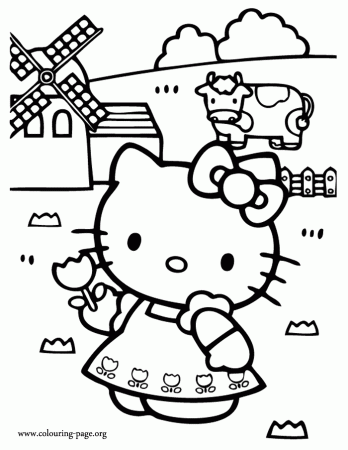 Hello Kitty - Hello Kitty in the farm coloring page