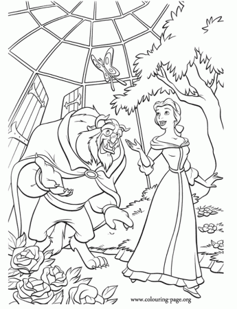 Beauty And The Beast - Beauty and The Beast in the Garden coloring 