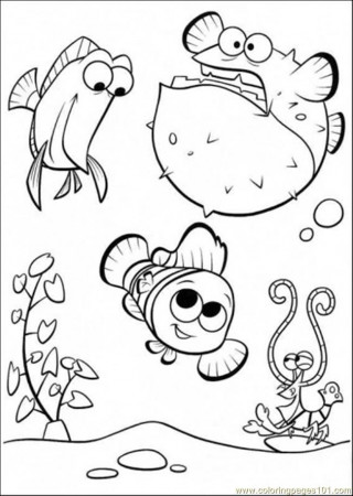 Coloring Pages Happy In Tank (Cartoons > Finding Nemo) - free 