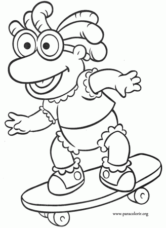 Muppet Babies - Skeeter riding a skateboard coloring page
