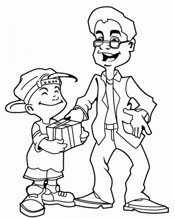 The Good Son Gives A Gift To The Father Coloring Pages - Father's 