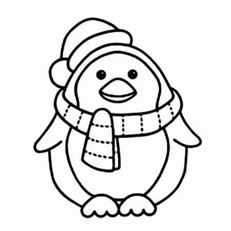 Penguin With Scarft Coloring Pages - Animal Coloring Pages on 