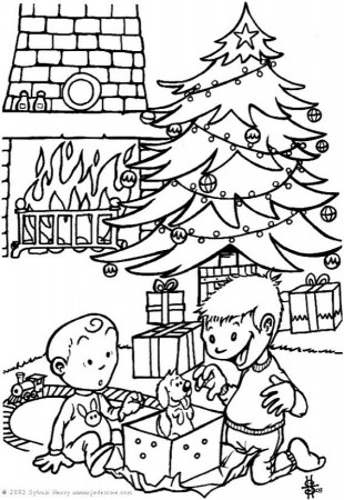 CHRISTMAS TREE coloring pages - Traditional Christmas tree