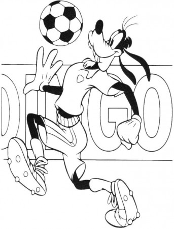 Goofy Is Playing Soccer Coloring Page - Goofy Coloring Pages 