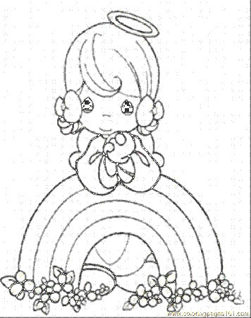 Coloring Pages Precious Moments Rainbow (Cartoons > Others) - free 