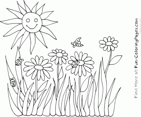 spring fun coloring pages springflowers