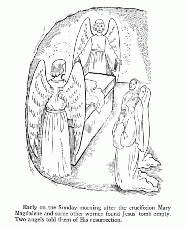 Easter Bible Coloring Pages - Mary finds tomb empty | HonkingDonkey