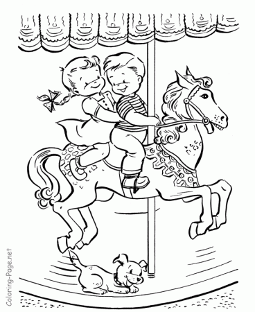 Summer coloring page - Carousel ride | Summer fun!/Summercloring! | P…