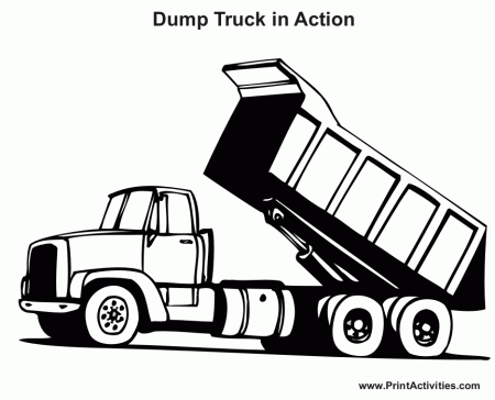 Dump Truck Coloring Page | Back Lifted