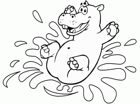 Hippopotamus Coloring Page | Animal Coloring Pages | Kids Coloring 