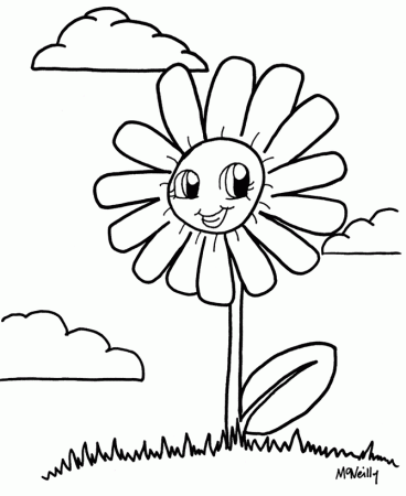 Anime Coloring Pages – Smiling Flower | coloring pages