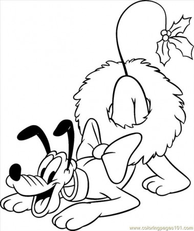 Coloring Pages Christmas Wreath Pluto Color (Mammals > Dogs 