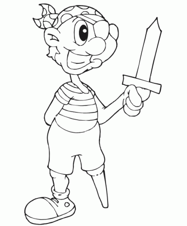 Pirate Coloring Page | Pirate With Sword & Peg Leg