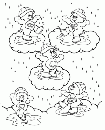 Bears in the Rain Care Bears Coloring Pages
